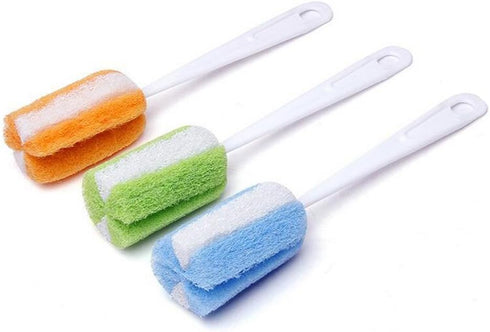 3PCS Soft Hanging Sponge Cleaning Brush, Long Handle Scrubber for Cup, Bottle, and Baby Bottles