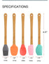KSENDALO Small Spatulas for Kitchen Use - Silicone Mini Spatula with Bamboo Handle, Colorful