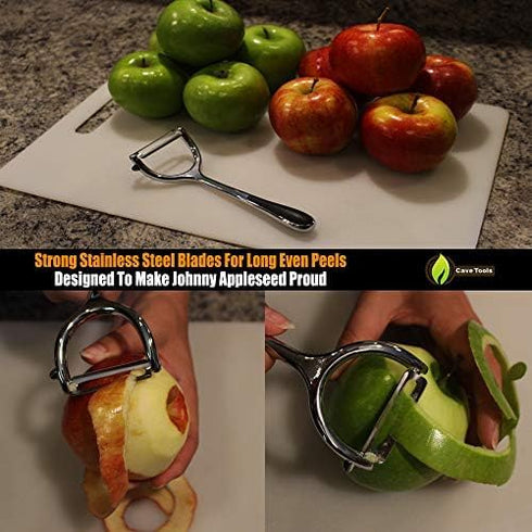 Cave Tools Vegetable Y Peeler - Julienne Swivel Slicer with Potato Eye Remover for Peeling Fruits and Vegetables