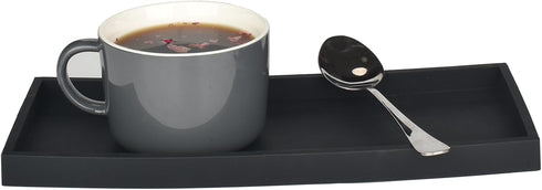 DNC Bathroom Vanity Tray, 2PC 11.8" Silicone Kitchen Sink Soap Tray for Countertop Dish Holder, Black Desk Organizer