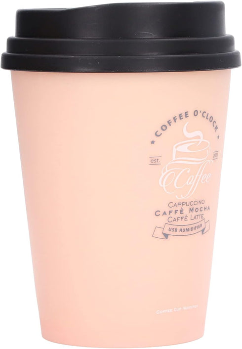 Desk Humidifier, USB 300ml Coffee Cup Low Noise Auto Off Mini Humidifier for Car (Pink)