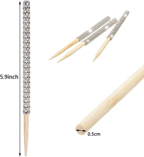 36 5.9 inch Pcs Bling Candy Apple Sticks, BetterJonny Bamboo Rhinestone Sticks Caramel Apple Bamboo Sticks Bling Paper