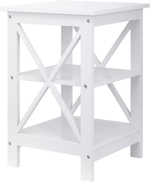 ZENY End Table, Sofa Side End Storage Shelf, Versatile X-Design Wooden Side Table, Living Room, Bedroom, Office
