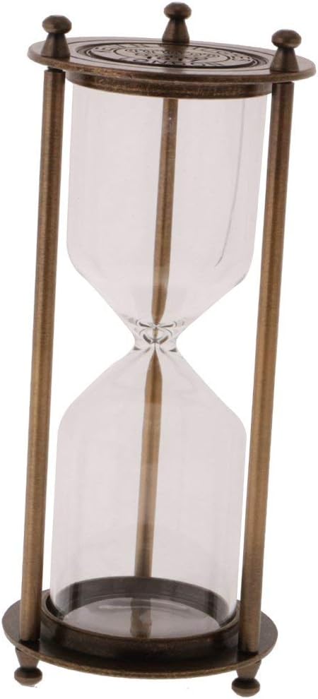 Retro Metal Sandglass Hourglass Sand Timer Without Sand for Home Office Decoration (Bronze - L)