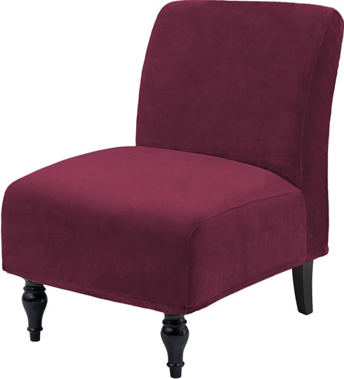 TOPYUMH Velvet Accent Chair Covers High Stretch Armless Chair Slipcovers, Removable Furniture Protector