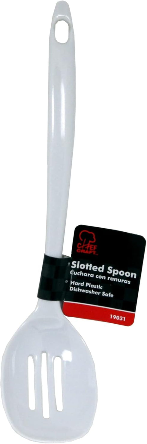 Chef Craft Basic Melamine Slotted Spoon, 11.25 inch, White