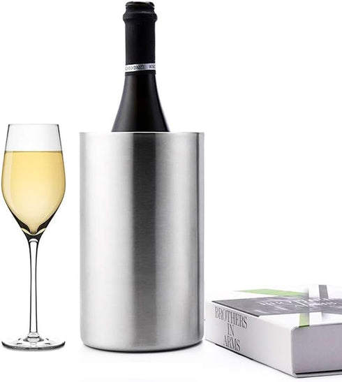 Jolitac Stainless Steel Wine Chiller Bucket - Double Wall Wine Cooler, Insulated Champagne Beer Ice Bucket