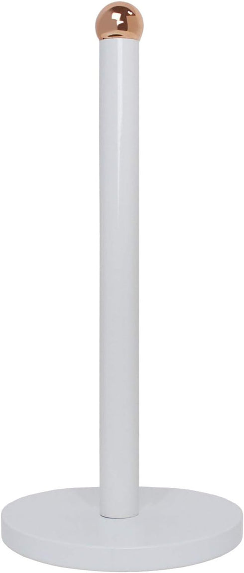 Blue Donuts Paper Towel Holder Countertop with Weighted Base - Easy One-Handed Tear Paper Towel Holder, Modern Paper Towel Holder, Paper Towel Dispenser Countertop, White
