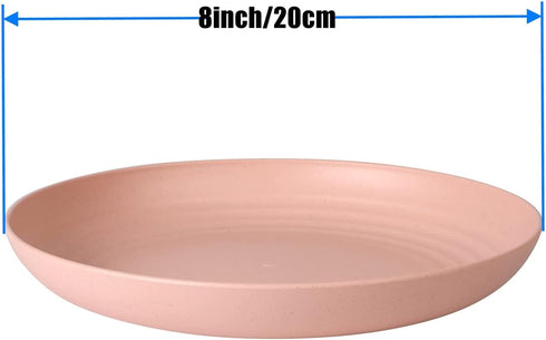 Wheat Straw Plates Set, Lightweight Unbreakable Dinner Dishes, Dishwasher & Microwave Safe (Large 4 Pack 8')