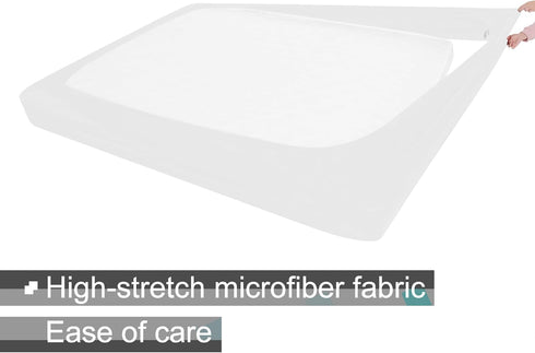 Box Spring Cover Queen Size, Jersey Knit & Stretchy Wrap Around Bed Skirt for Hotel & Home, White