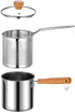 Small Deep Fryer Pot with Basket, Mini Fryer and Soup Pot with Tongs and Lid, 1.3-Quart