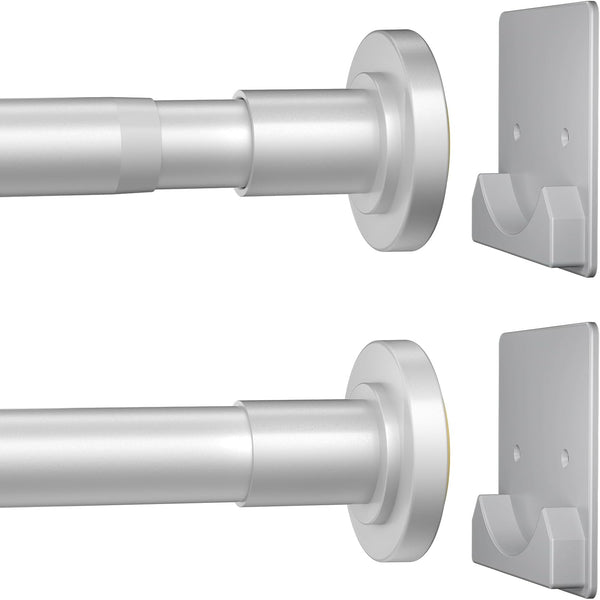 Matte Silver Shower Curtain Rod, 1 Inch Diameter Stainless Steel Adjustable Spring Tension Rods 32 to 68"