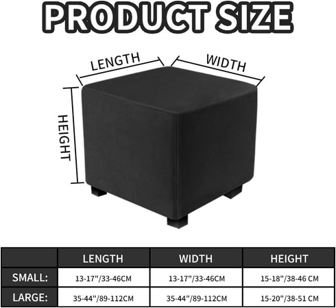 S/Length&Width:13-18"/Height:15-18",Black) Ottoman Covers Slipcover Square Ottoman Covers Protector for Footrest Foot
