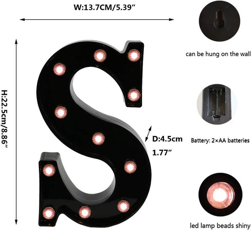 Light Up Black Alphabet Marquee Letters Sign, LED Marquee Number Lights for Home Bar, Christmas, Birthday Party