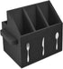 Ikee Design Wooden Utensil Caddy with Handles, Silverware Holder for Countertop, Camping, and Kitchen, Black
