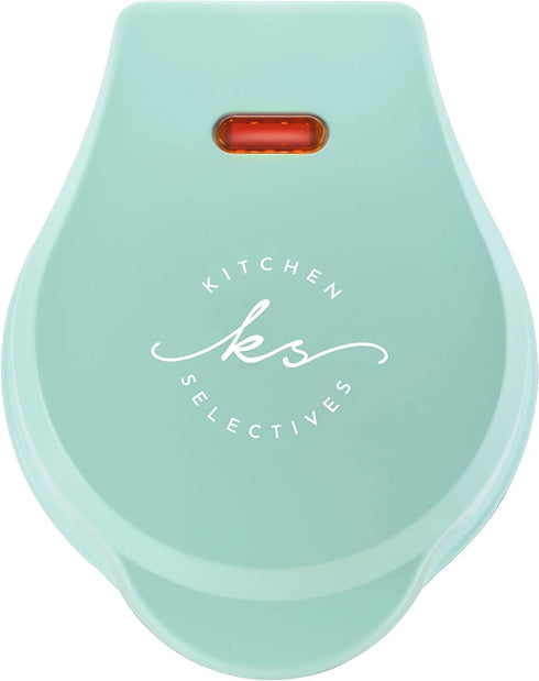Mini Waffle Maker by Select Brands - Classic Mini Waffle Iron for Savory or Dessert Waffles, Mint Green