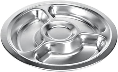 Litewoo Stainless Steel Round Divided Plate - 4 Sections