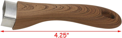 Wooden Pot Handle Replacement, Stainless Steel Milk Pan Handle Scald-Proof Long Grip with Screw for Kitchen Cookware