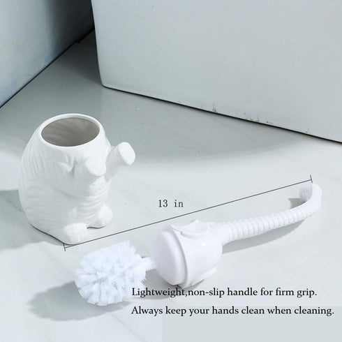 AORTULL Set,Modern Toilet Brush and Holder Ceramic Toilet Bowl Brush Holder,Cute Bathroom Decor, Non-Scratch Bristles