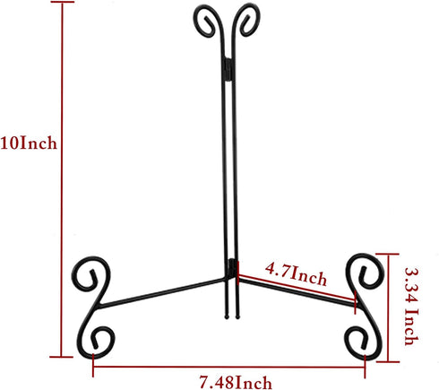 Plate Stand, 10 Inch Black Foldable Iron Easel for Displaying Picture Frames, Books, Decorative Plates