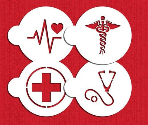 Medical Symbols Cookie Stencil Set C992 by Designer Stencils Beige/Semi-Transparent, 2.5 x 2.5