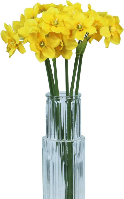 Tinsow 15.8 Inches Artificial Daffodil Flowers, Fake Silk Flower Arrangement for Home Wedding Decor (Yellow, 12)