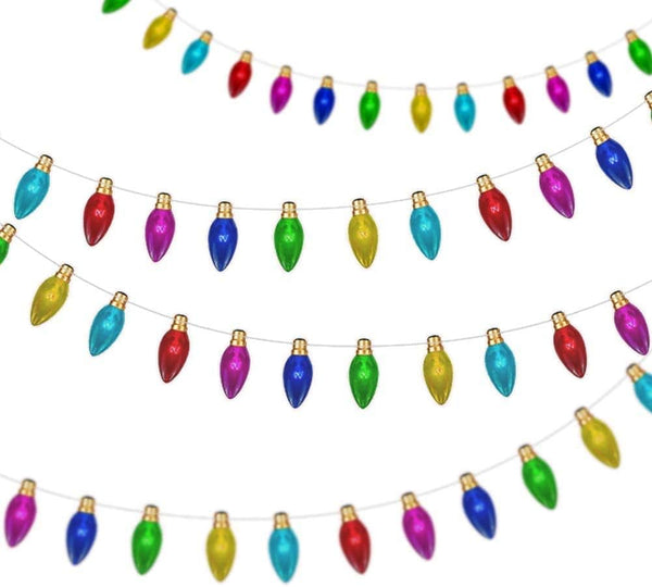 Cheerland 2D Flat Light Bulb Garland Kit, Colorful Christmas Party Decorations, Rainbow Multicolor Hanging Banner