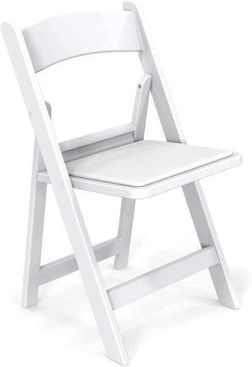 VINGLI White Resin Folding Chair with Padded Cushion, Set of 1, Plastic