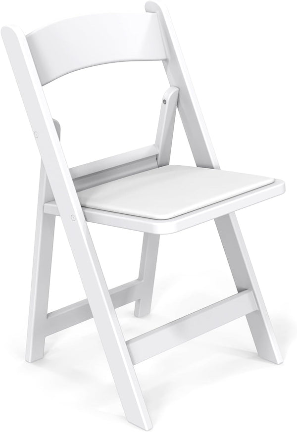 VINGLI White Resin Folding Chair with Padded Cushion, Set of 1, Plastic