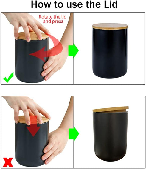 Ceramics Food Storage Jar with Airtight Seal Bamboo Lid, Simple Kitchen Canister for Coffee, Sugar, Tea