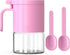 Zuutii Glass Spice Jars Moisture-Proof Spice Containers with Spoons, 10oz/300ml Spice Bottles, Mini Seasoning Container Storage Jars with Flapper Caps for Salt, Sugar, Peppers,(Pink)