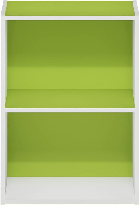 2-Tier Furinno Luder Bookcase / Book / Storage, Green/White