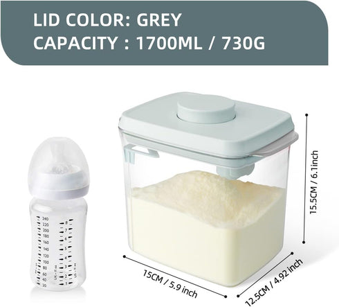 Haivebo 1700ml (1.85qt) Airtight Food Storage Container - BPA Free Formula Dispenser with Scoop & Scraper, Leakproof