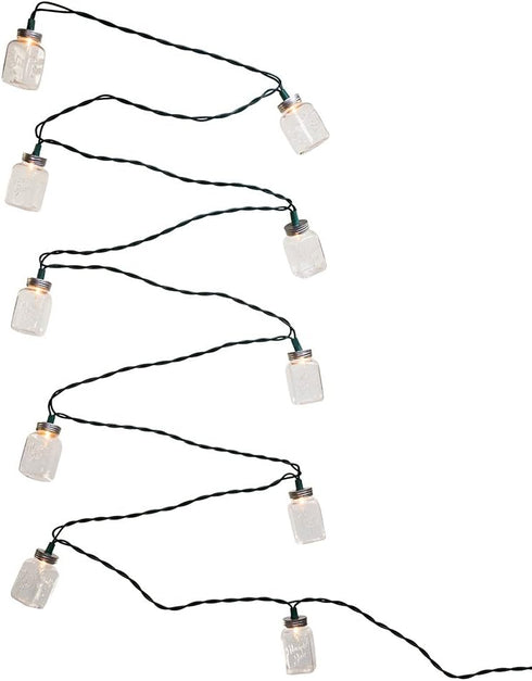Kurt Adler 10-Light Clear Mason Jar Light Set, UL