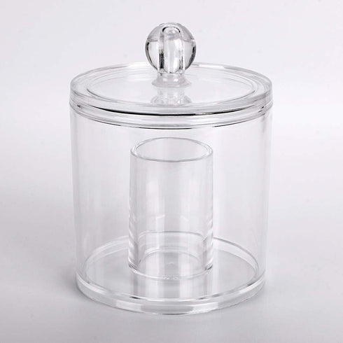 Hipiwe Cotton Ball and Swab Organizer with Lid, Acrylic Jar Makeup Qtip Organizer for Bathroom Storage Canister Jar