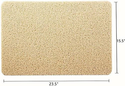 Anti Slip Shower Mat, Soft Textured Bath Mat, Quick Drying Non Slip PVC Loofah Bathroom Mats (Beige)