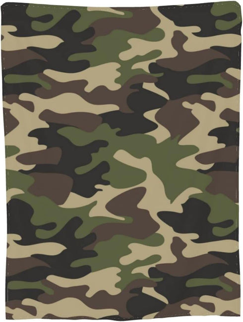 Perinsto 80"X60" Military Camouflage Throw Blanket Ultra Soft Warm All Season Green Camo Decorative Fleece Blankets