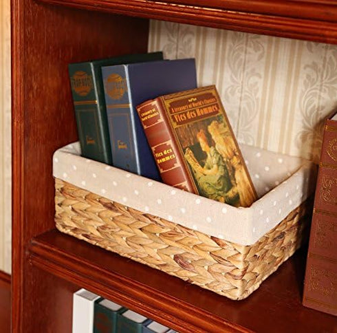 Kingwillow Rectangular Wicker Storage Container, Organizer Box for Art & Craft (Small)