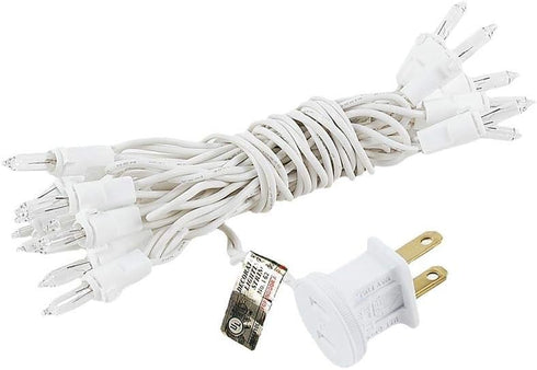 8.5 20 Bulb 4" Bulb 24" Novelty Lights Feet Clear Mini Light String on White Wire, Non-Connectable Incandescent Fairy