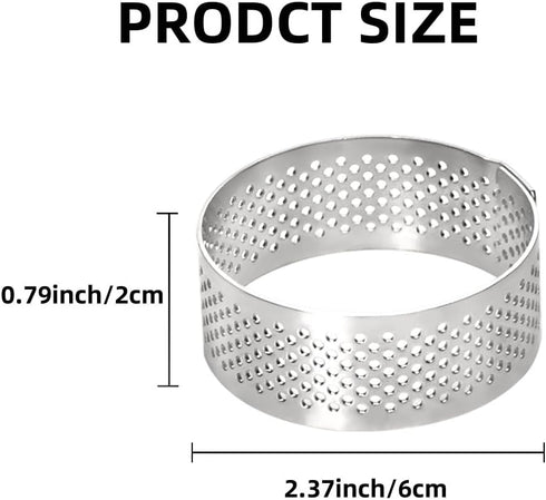 10 Pcs 2.37 Inch 304 Stainless Steel Tart Ring, Heat-Resistant Perforated Baking Tools