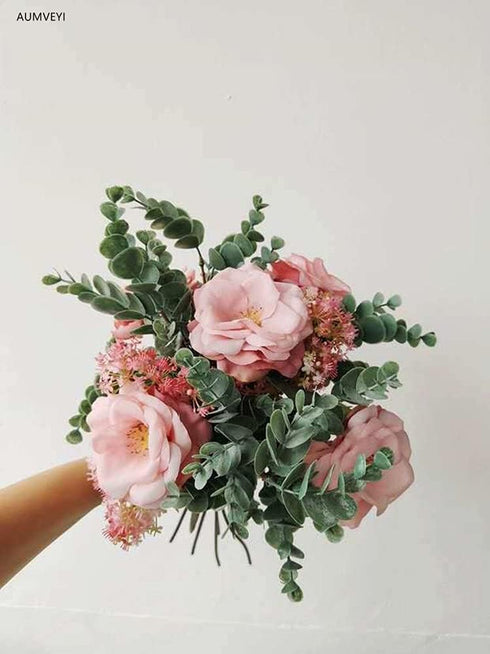 20pcs Faux Eucalyptus Stems Flowers, Short Artificial Greenery Decoration for Floral Arrangement, Wedding Home