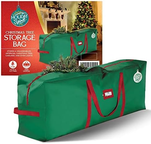 HOLIDAY SPIRIT Christmas Tree Storage Bag, Heavy-Duty Waterproof Bag with Zipper, Fits 7.5FT Tree, Green