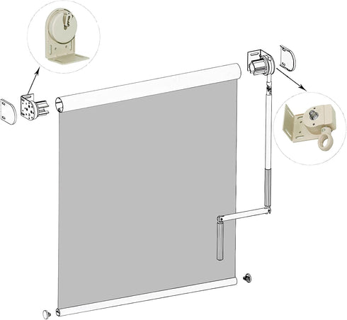 Coolaroo External Rolling Shutter Weather Resistance Cordless Support Parts (Gear Transmission) for Outdoor Blinds