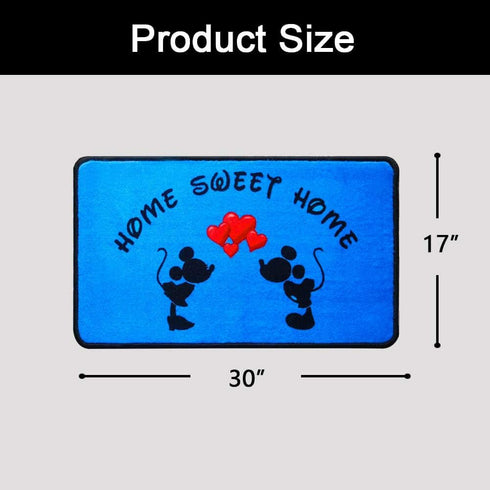 Cartoon Mouse Rugs - 17" x 30" Cute Red Heart Rug, Non-Slip Welcome Mat for Home Decor