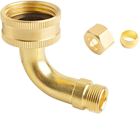 HYDRO MASTER Solid Brass Dishwasher Inlet Elbow, 3/8" OD Comp x 3/4" FNH