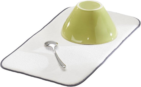 iDesign iDry Absorbent Kitchen Countertop Dish Drying Mat, Mini 18" x 9", Pewter/Ivory