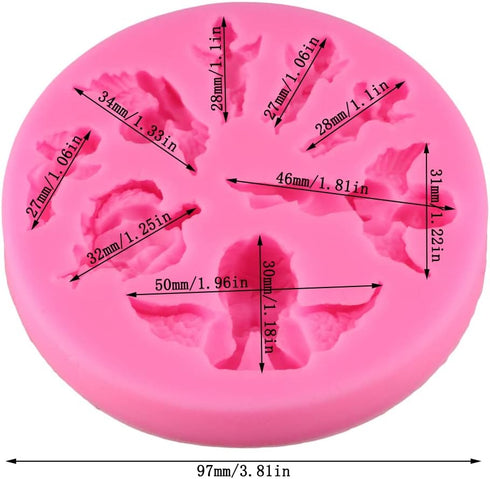 8 Sizes Shapes Fairy Angel Baby 3D Boy Wing Silicone Mold Tools for Chocolates Hard Candies Desserts Ice Soap Baking