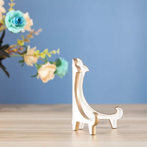 Artliving 2 Pack 5inch White Gold Acrylic Easels - Display Stand Holders for Pictures, Decorative Plates, and Artworks