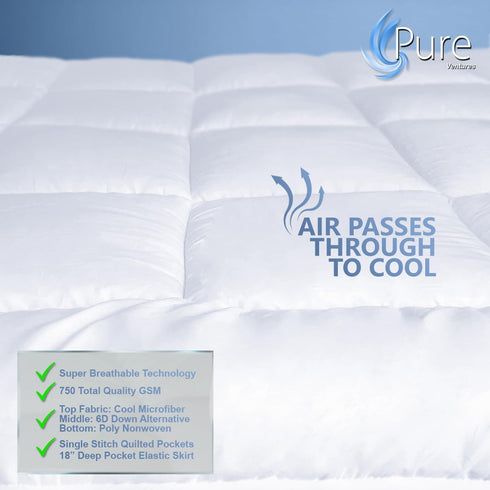 Queen Mattress Topper and Pad Cover, Extra Thick Luxury Down Alternative Cooling Bed Topper, 18 Inch Deep Pocket