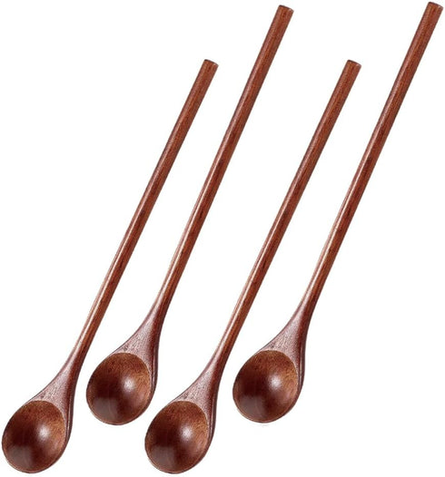 4 Pcs Long Wooden Spoon,Wooden Honey Spoon,7.8 Inch Wood Mixing Spoons for